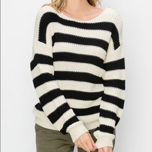 Striped Twist Back Sweater